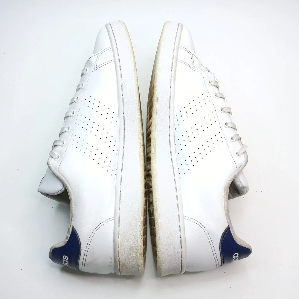 Adidas Advantage Mens White Navy Blue Tennis Sneakers F36423 Size 14